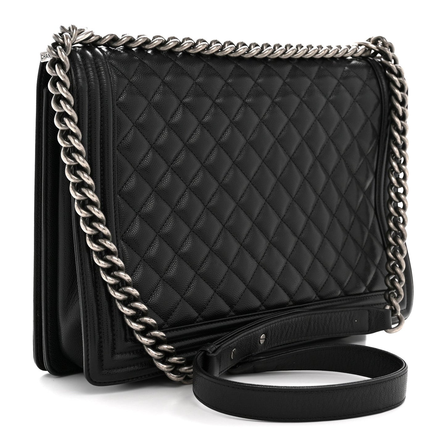 Caviar Quilted Large Boy Flap Black