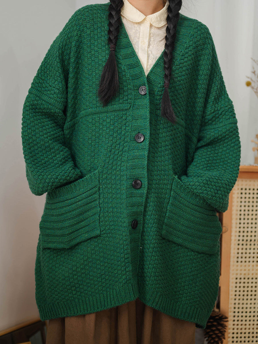 Women Vintage Knitted Sweater Coat