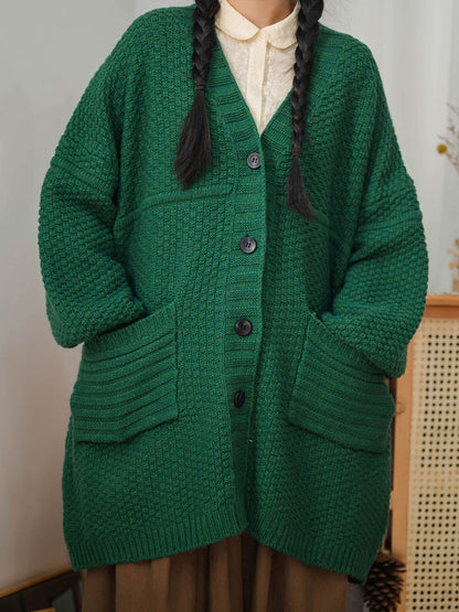 Women Vintage Knitted Sweater Coat