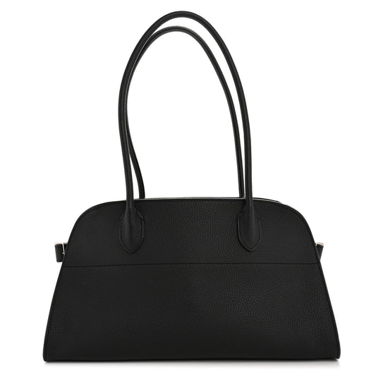 Matte Grained Calfskin Margaux Shoulder 12 Black