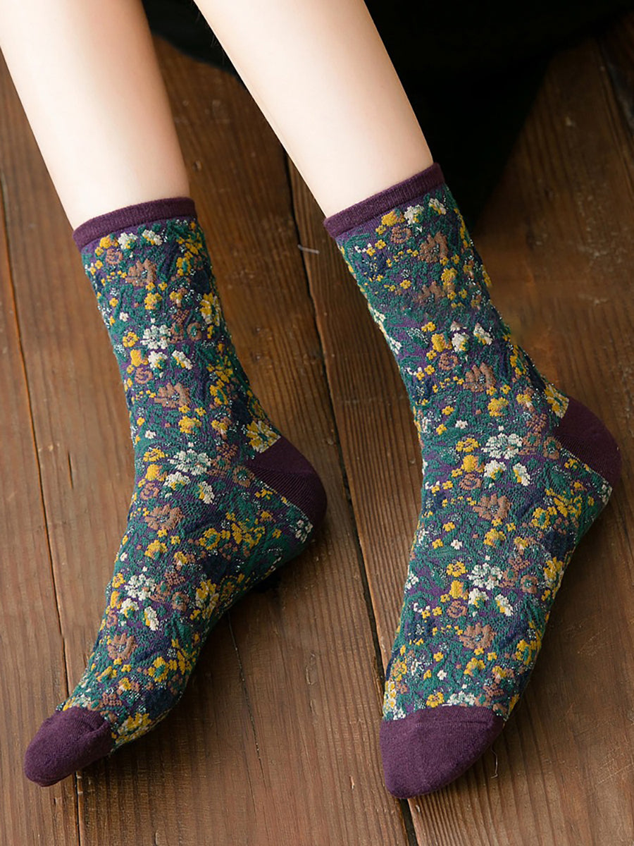 5 Pairs Winter Women Thick Retro Socks