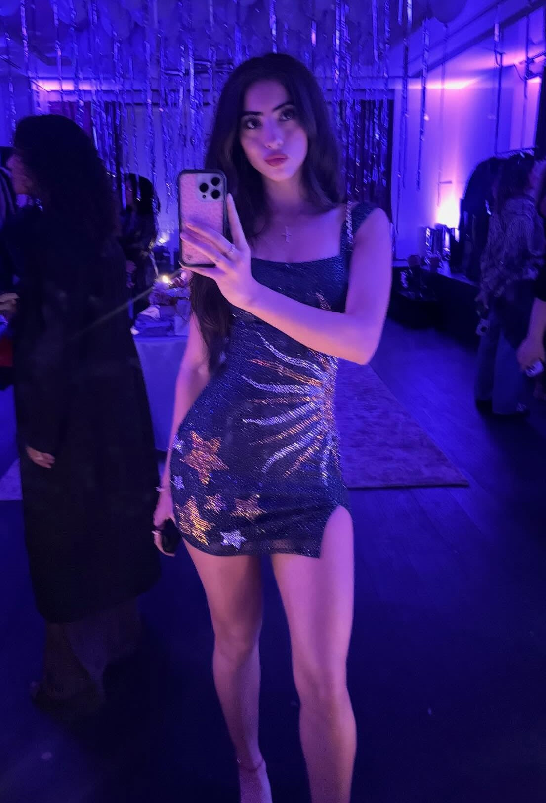 Sexy U Collar Hot Drilling Sun-star Mini Skirt