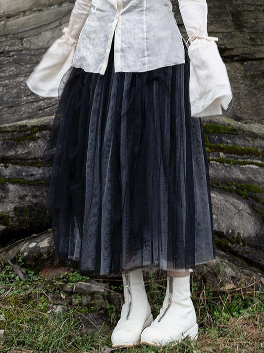 Simple Black Two Ways To Wear Gauze Skirt