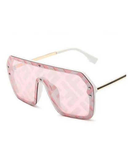 European And American Style Black Square Letter Integrated Sunglasses