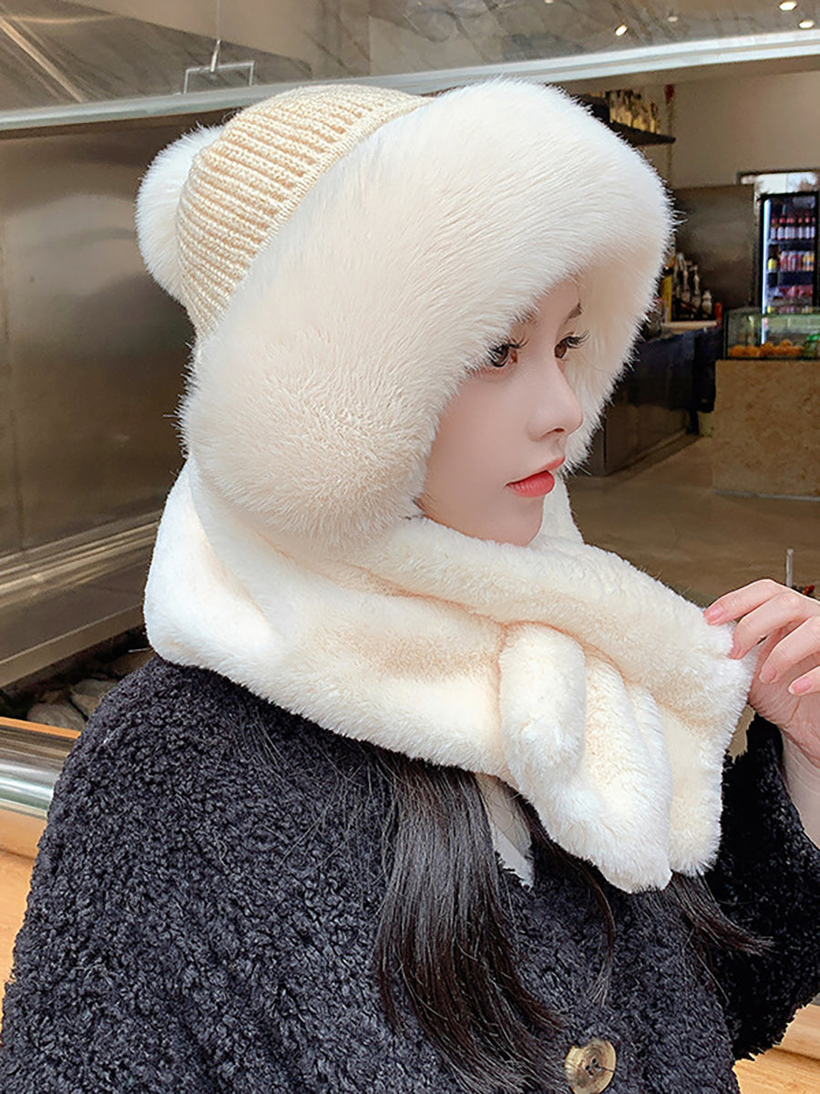 Women Winter Solid Color Adult Plush Hat