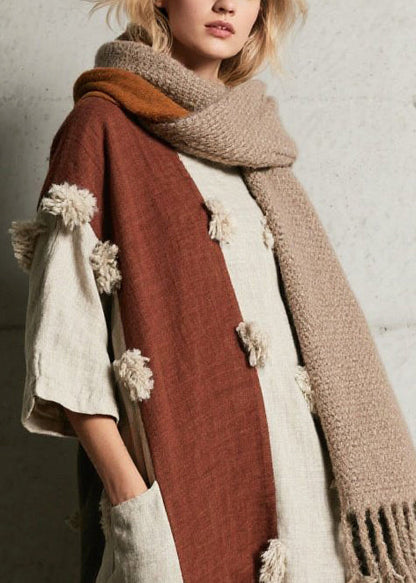 Boho Colorblock Oversized Patchwork Faux Fur Vacation Dresses Summer