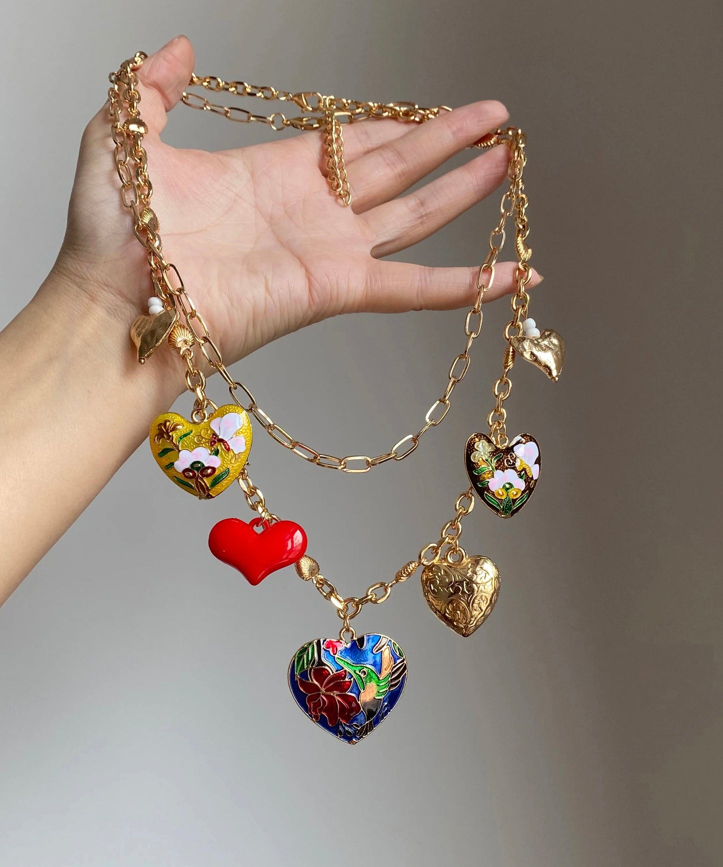 Beautiful Rainbow Copper Alloy Love Floral Pendant Necklace