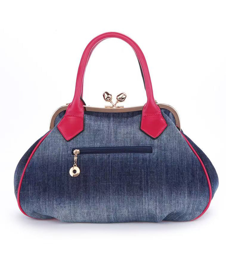 New Blue Flower Women's Denim Satchel Bag Handbag