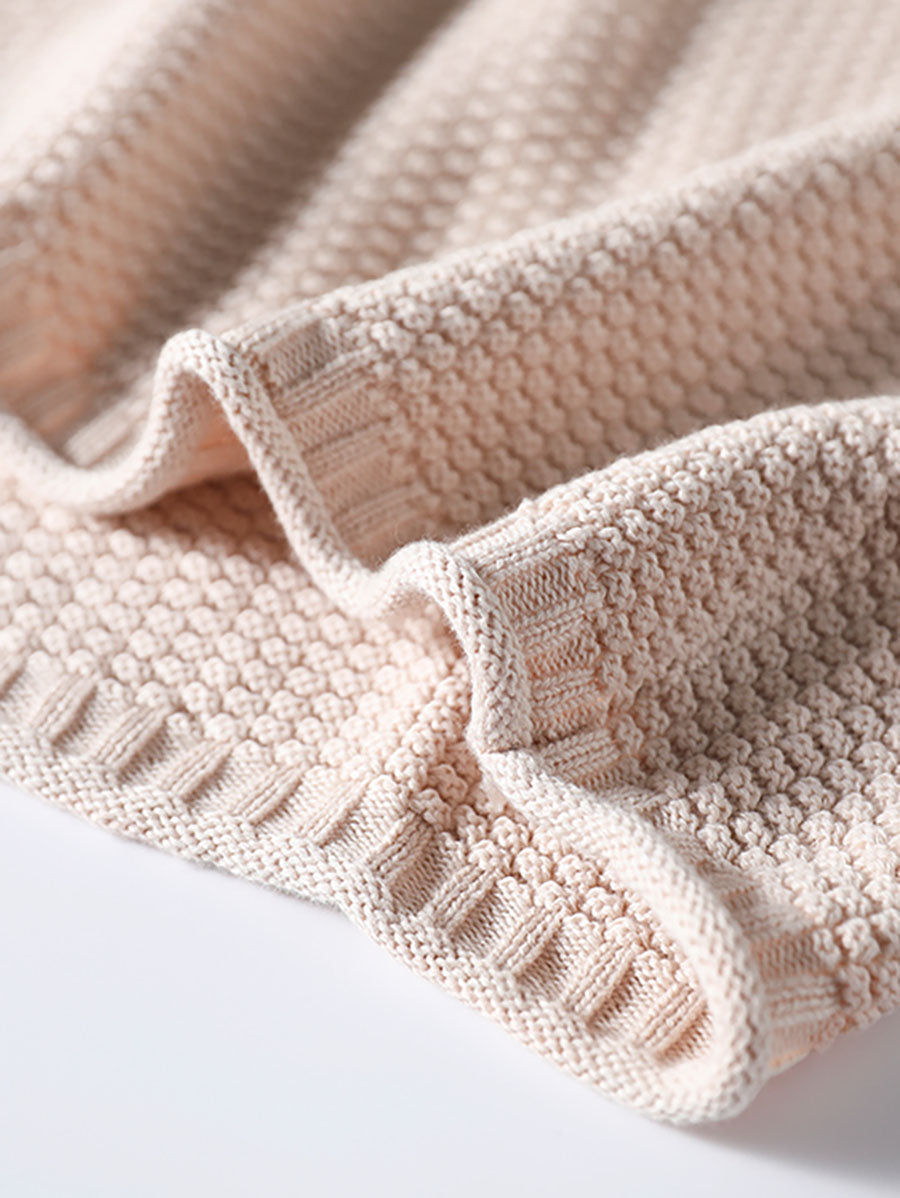Women Winter Artsy Knitted Button Hemming Solid Sweater