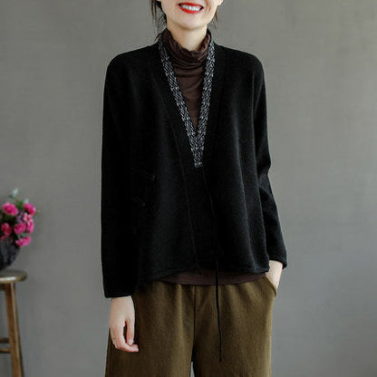 New Style Retro Embroidered Slanted Jacket With Buckle
