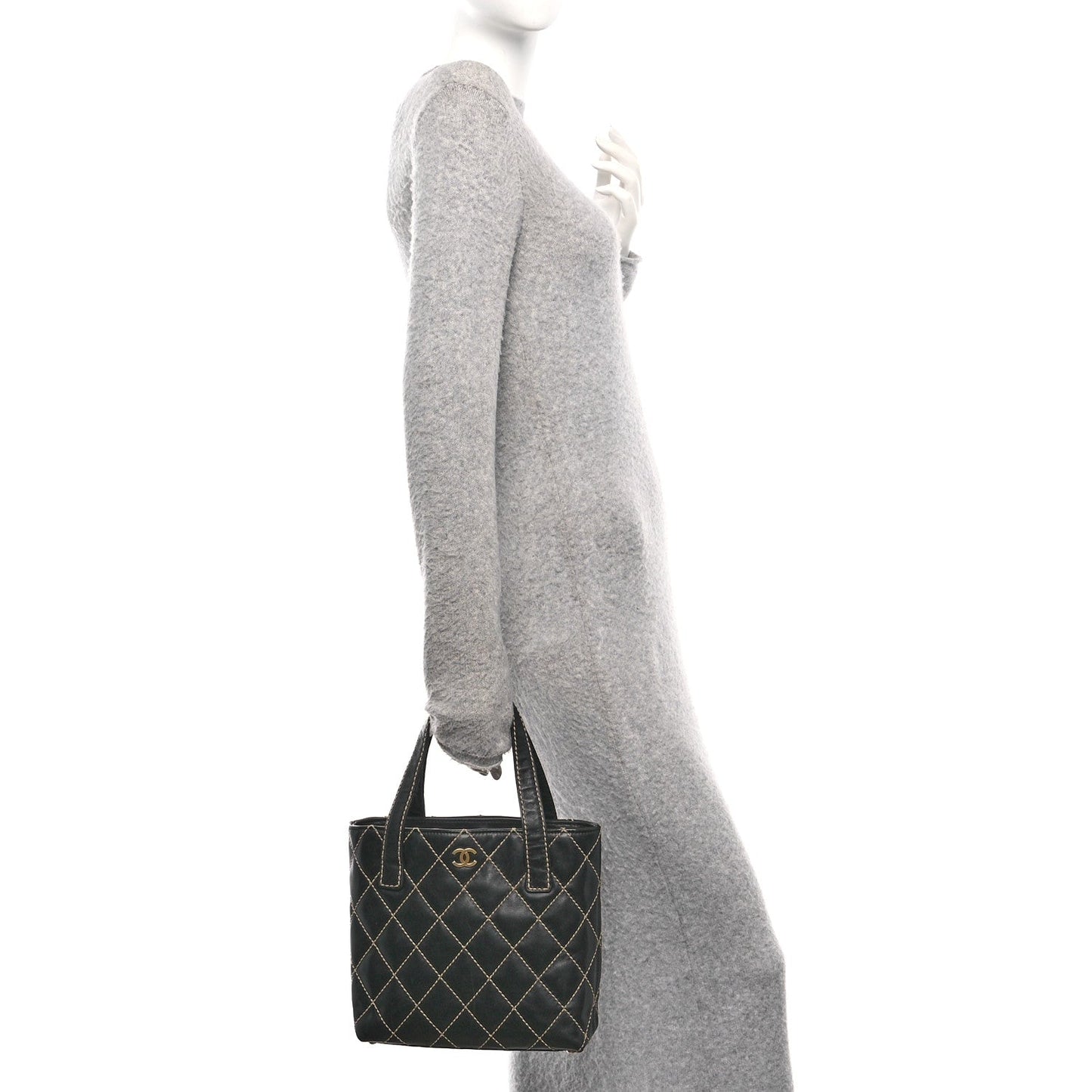 Calfskin Wild Stitch Tote Black