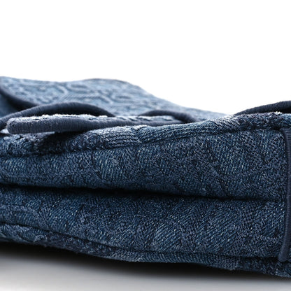 Oblique Embroidered Saddle Bag Denim Blue