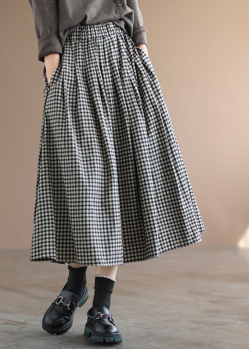 Handmade Red Plaid Circle A Line Casual Spring Skirts