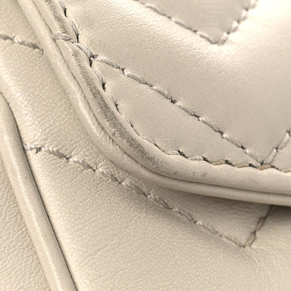 Calfskin Matelasse Super Mini GG Marmont Shoulder Bag White