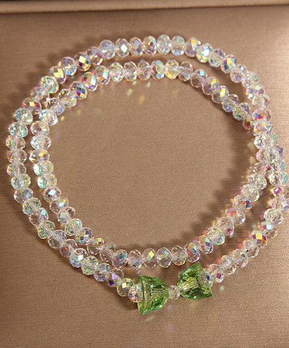 Style Purple Alloy Double-Layer Crystal Bow Chain Bracelet