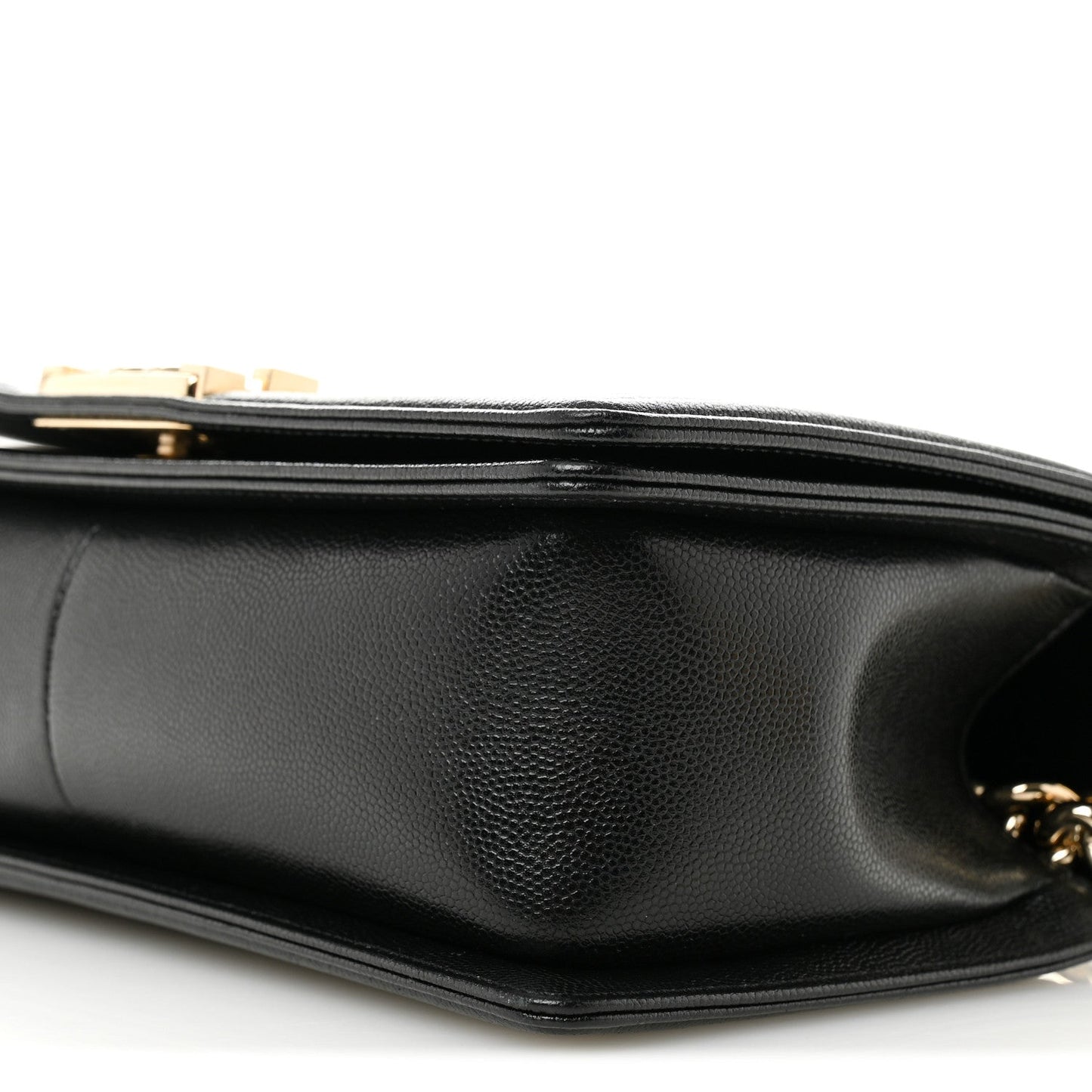 Caviar Chevron Quilted Medium Boy Flap Black
