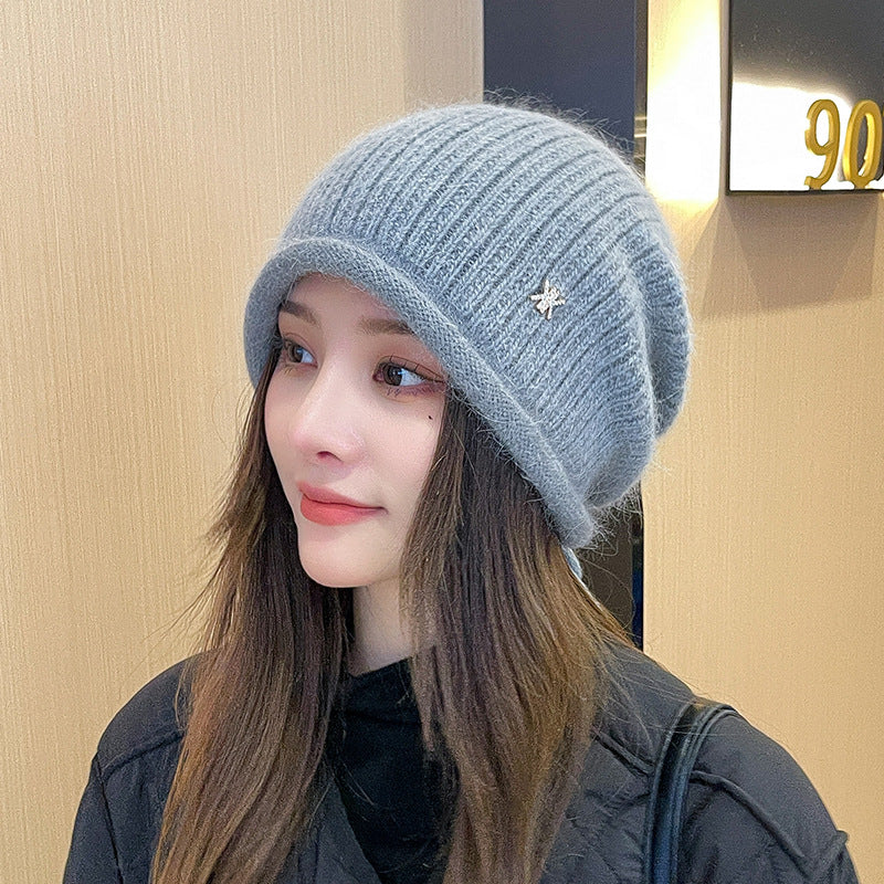 Women Winter Knitted Drawstring Hemming Warm Hat