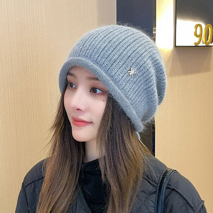 Women Winter Knitted Drawstring Hemming Warm Hat