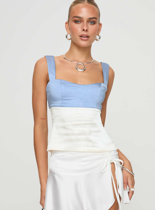 Chantell Top Blue / White