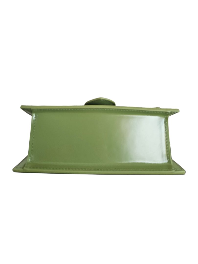 Jacquemus  Olive Green Leather Le Bambino Top Handle Bag