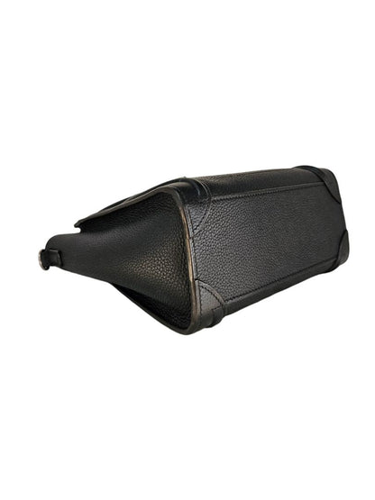 Celine Black Leather Nano Luggage Tote Bag