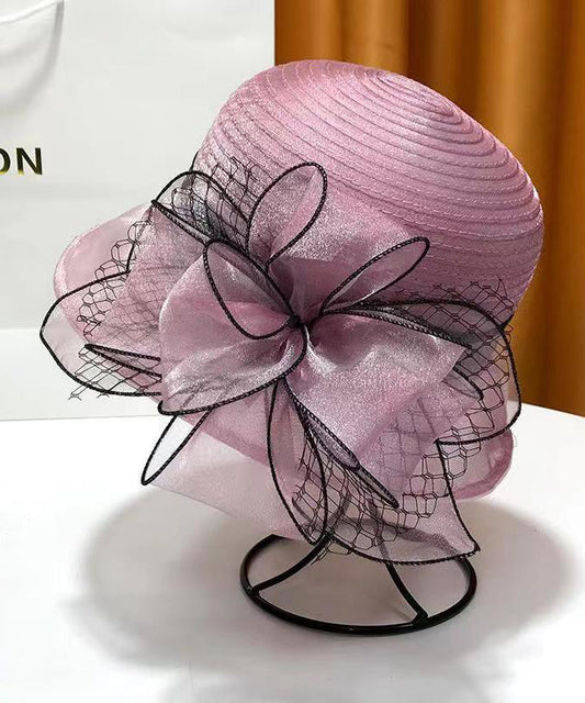 French Elegant Rose Organza Floral Cloche Hat