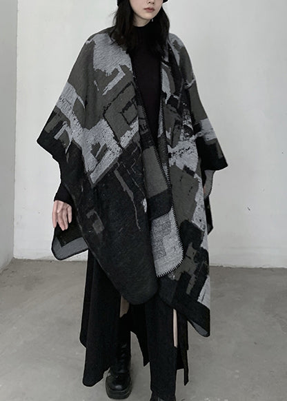 Beautiful Grey Oversized Print Knit Scarf