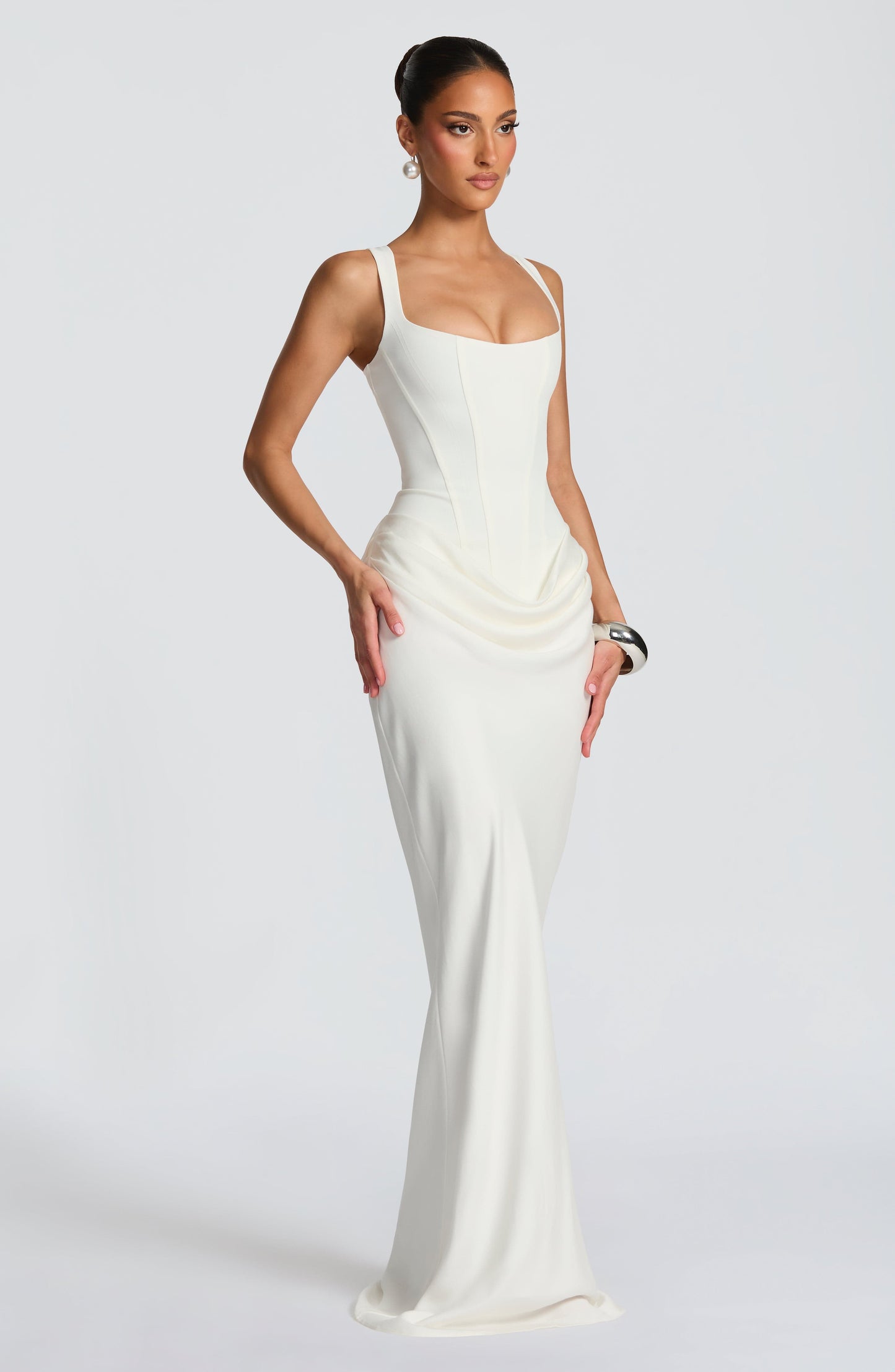 Sexy U Collar Waist Solid Color Fishtail Skirt