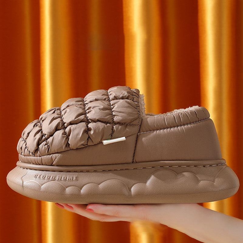 Winter Women Grid Household Warm Cotton Shoes