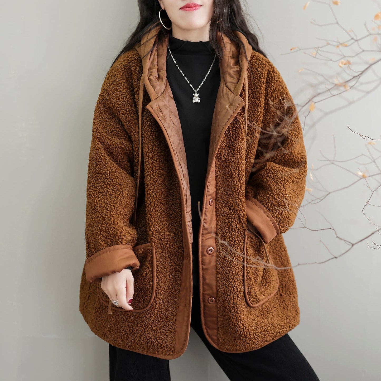 Winter Fleece Patchwork Retro Casual Coat