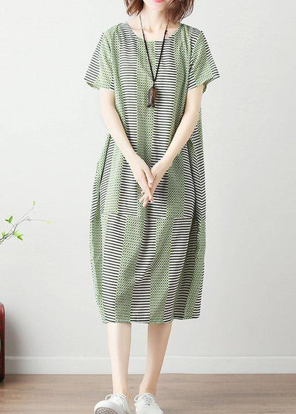 Organic patchwork Cotton tunic dress Work light green Dresses summer