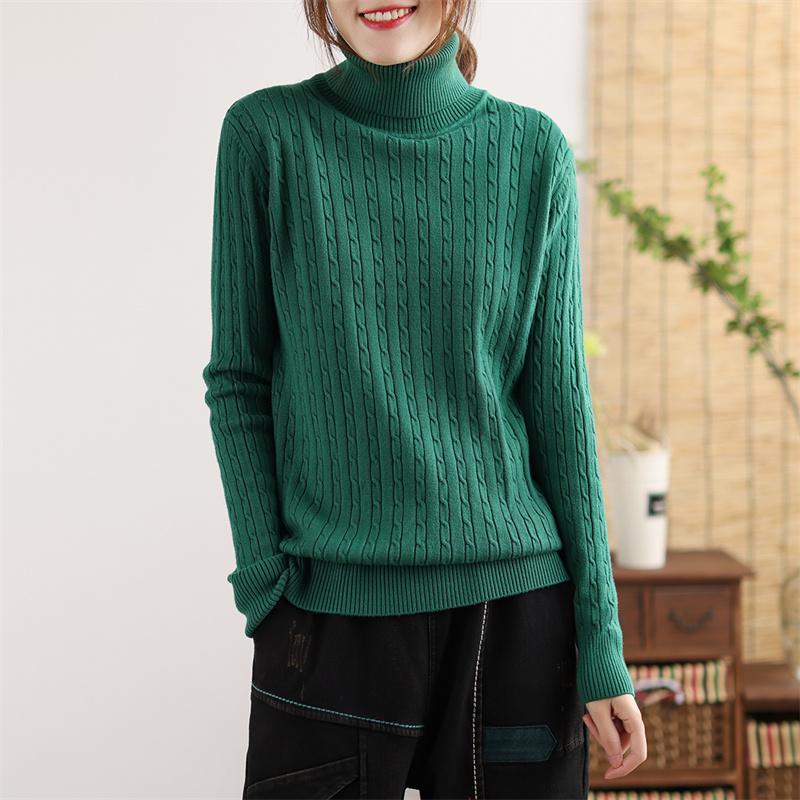 Winter Casual Turtleneck Solid Color Knitted Sweater