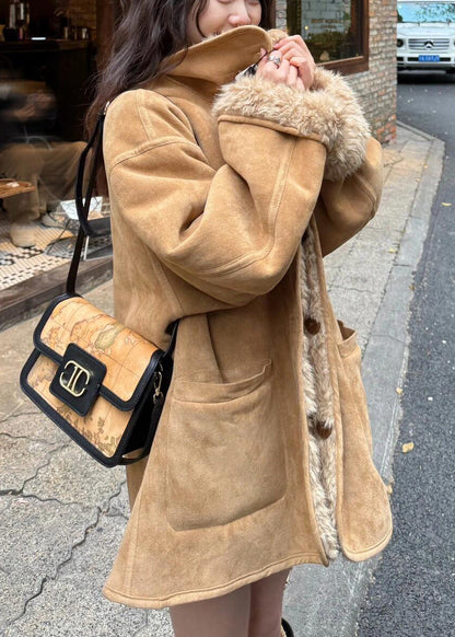 Bohemian Khaki Wear On Both Sides Fleece Wool Lined Trench Winter