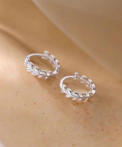 Cute Silk Sterling Silver Ear Of Wheat Hoop Earrings