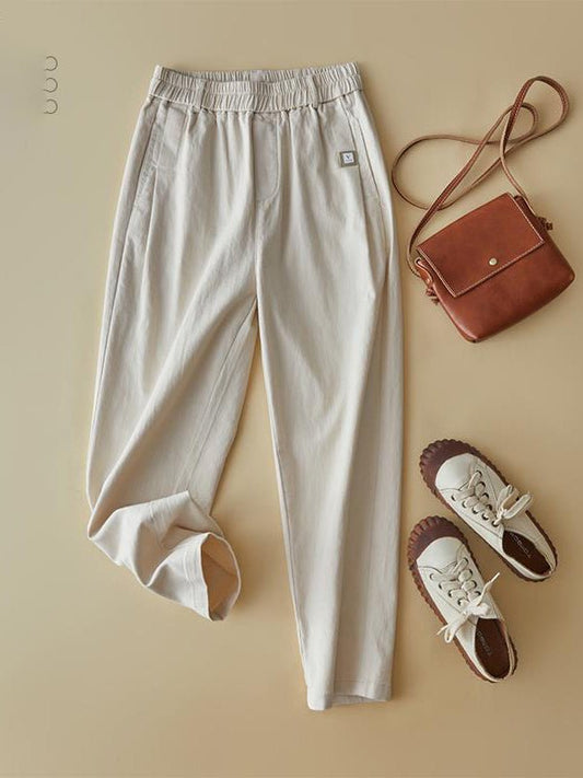 Ladies Casual Elastic High Waist Ninth Pants