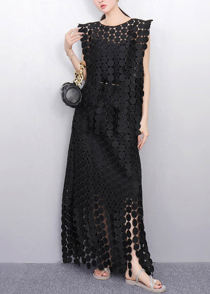 Art Black Oversized Side Open Two Piece Set Women Clothing Summer