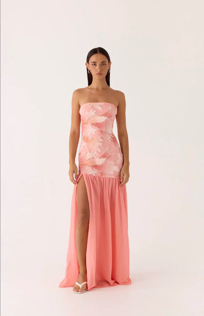 Allana Beaded Maxi Dress - Papaya