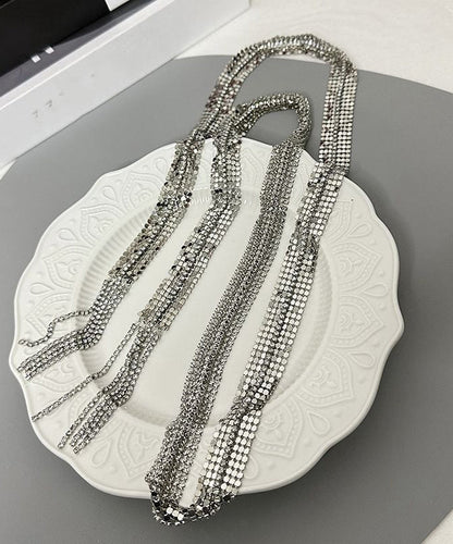Original Design Gold Copper Zircon Sequins Tassel Necklace