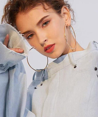 Boho Golden Oversized Fashion Metal Hoop Earrings