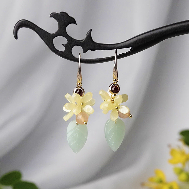 Glazed Osmanthus Small Fresh Forest Earrings