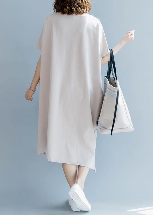 Boho Khaki Short Sleeve Cotton Summer Dresses