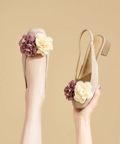 Green Floral Splicing Beautiful Chunky Sandals