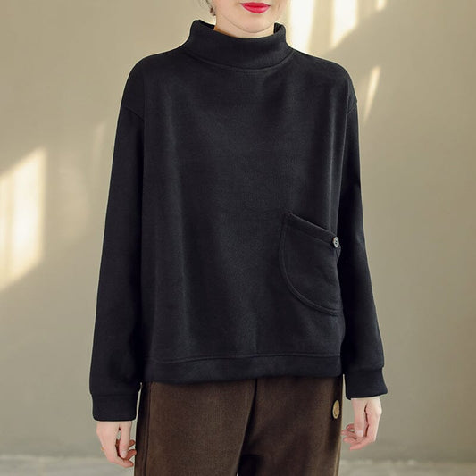 Autumn Winter Solid Loose Cotton Furred Sweater