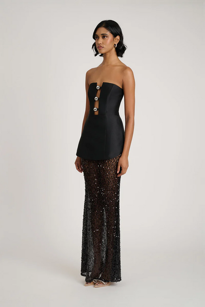 Sexy Tube Top Stitching Hollow Dress