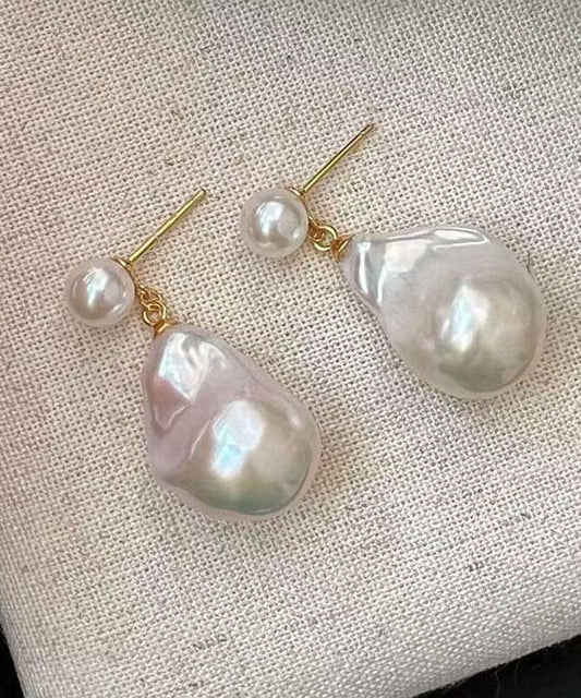 DIY White Alloy Water Drop Pearl Drop Earrings