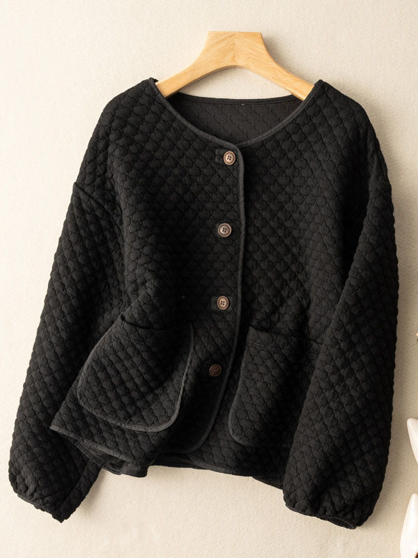 100% Natural Fabric Long Sleeve Buttoned Casual Coat