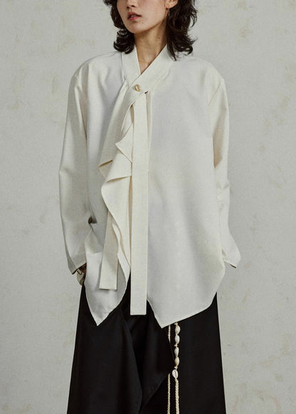 Apricot Cozy Ribbon Patchwork Solid Top Fall