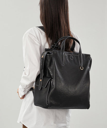 Style Brown Large Capacity Leather Backpack Bag