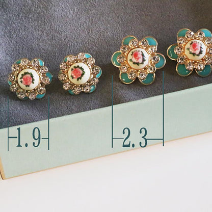 Women Rhinestone Retro Rose Earrings