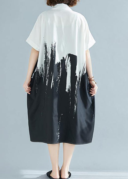 Modern lapel Cotton clothes For Women Work Outfits white Dress